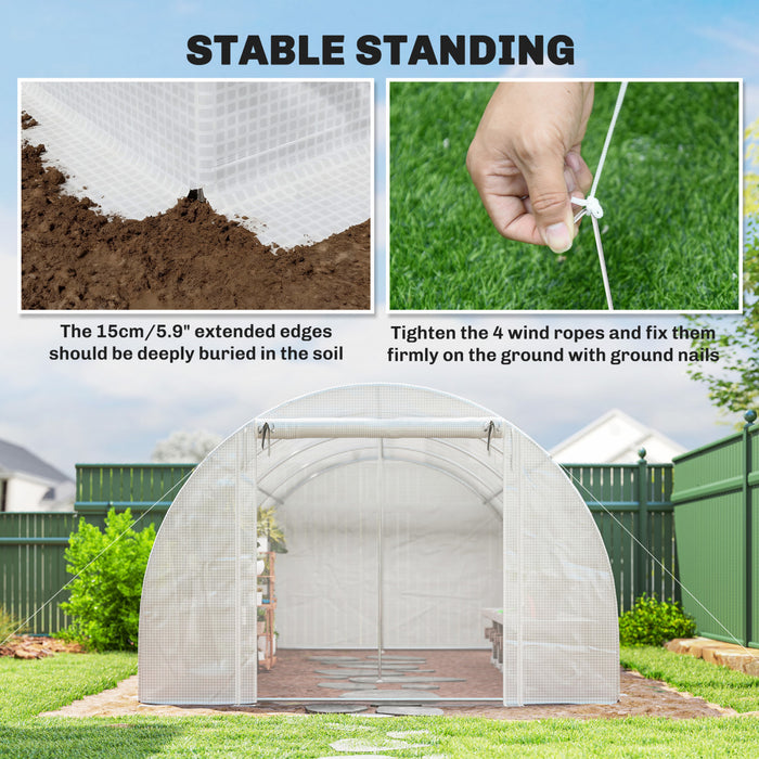 Outsunny Serre Tunnel de Jardin avec Tiges de Support, Blanc