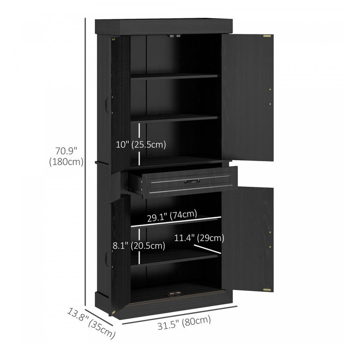 HOMCOM Garde-manger de cuisine 71\" avec 4 portes et 2 grands placards