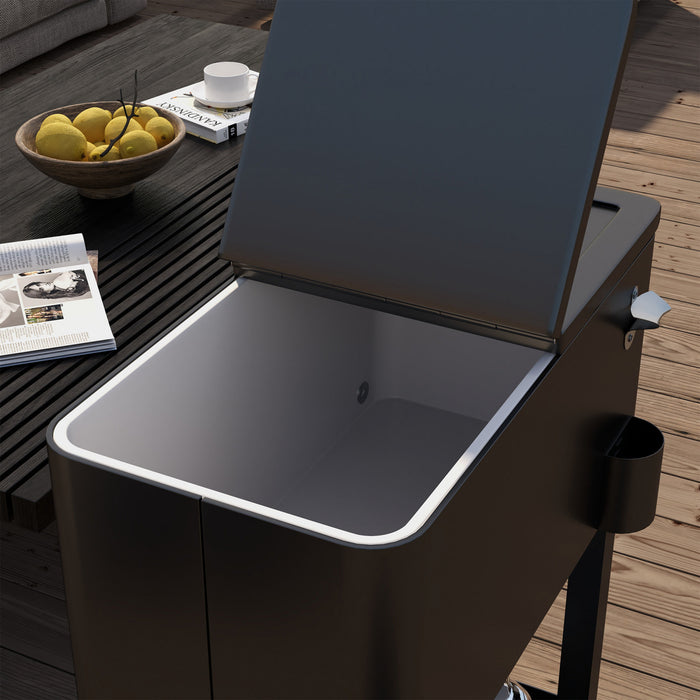 Outsunny Glaciere de terrasse a roulettes, glaciere d'exterieur portable