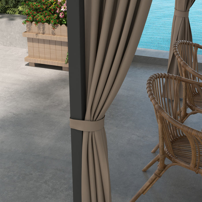 Outsunny Tonnelle A Toit Rigide 10 X 10 Pi En Polycarbonate Uv60+, Kaki