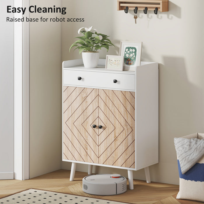 HOMCOM Meuble a chaussures, meuble de rangement avec etageres, blanc
