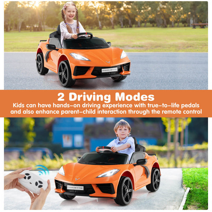 Costway 12v Electrique Enfants Ride On Car Avec Telecommande Connection Sans Fil Lumieres Orange