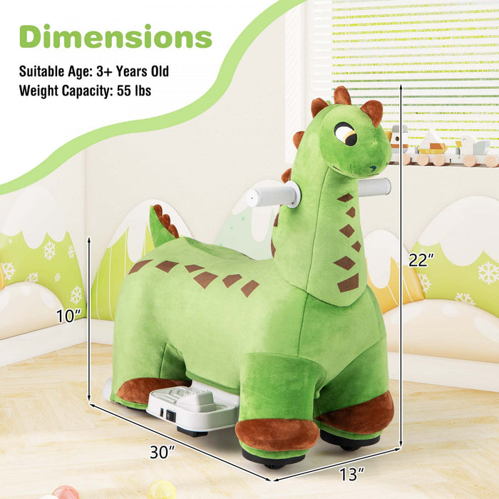 Costway 6v Kids Ride Sur Dinosaur Avec Pedale De Pied De Mer Rembourree Musique En Avant Et Roues