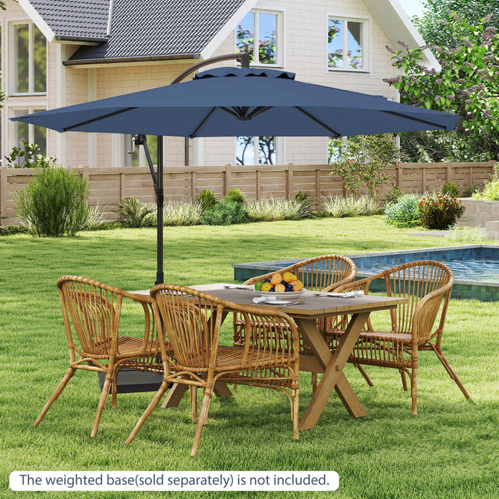 Costway Parasol suspendu deporte de 10 pieds avec reglage d'inclinaison facile, 8 baleines, arriere-cour bleu