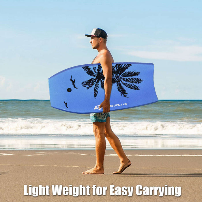 Goplus 41'' Super Leger Bodyboard Surfing W/leash Eps Core Boarding Ixpe Bleu