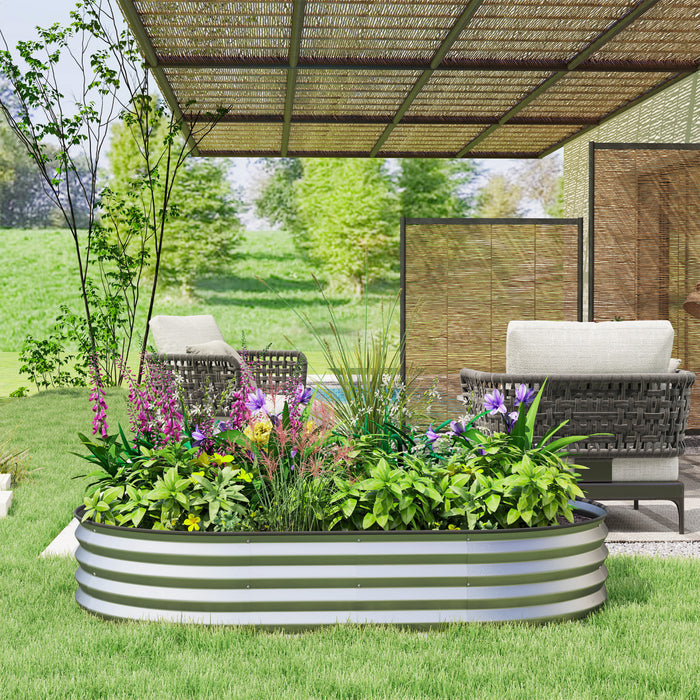 Outsunny Lit de jardin sureleve, jardiniere galvanisee 5' x 3' x 1' argente