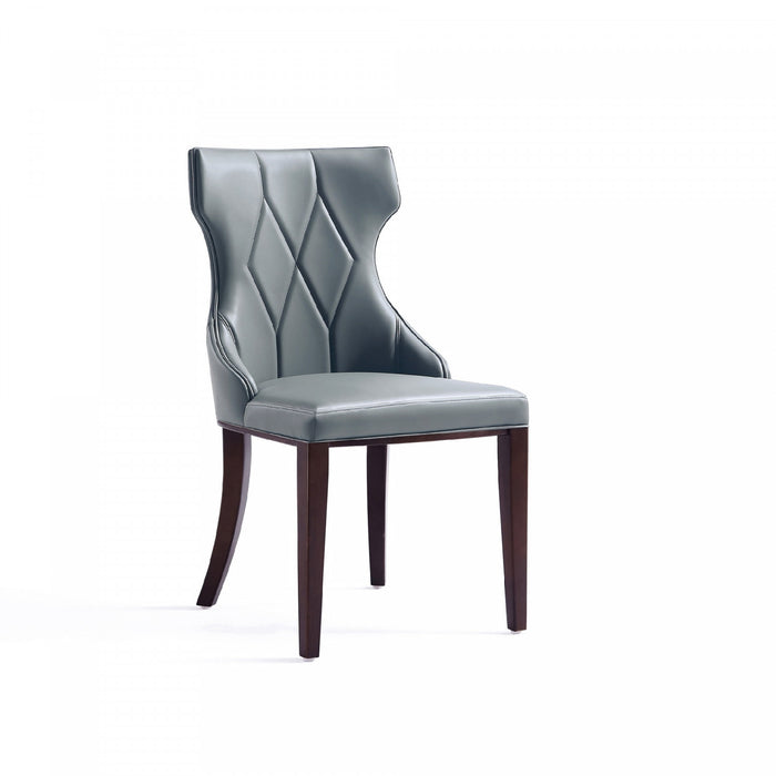 Chaise de salle a manger traditionnelle en bois Reine avec revetement en tissu gris - Lot de 4