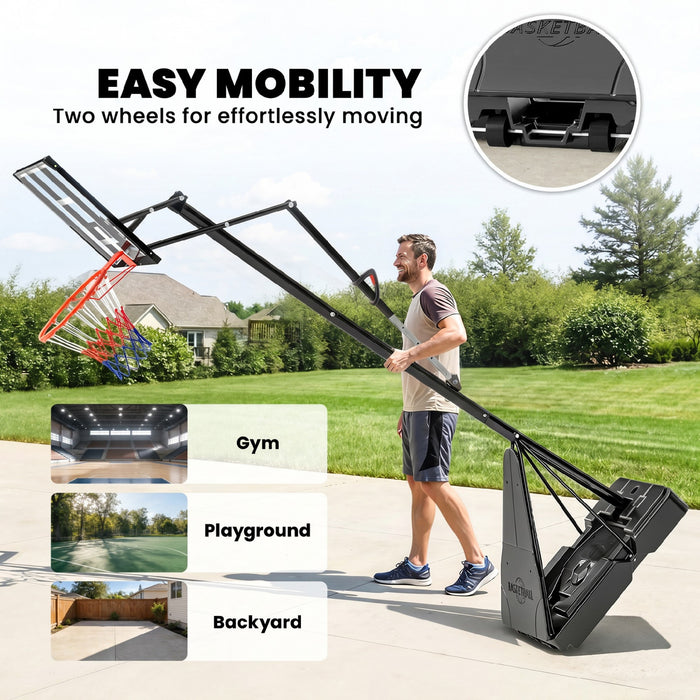 Soozier Panier de Basket Portable, Hauteur Reglable 2,45-3,05 m