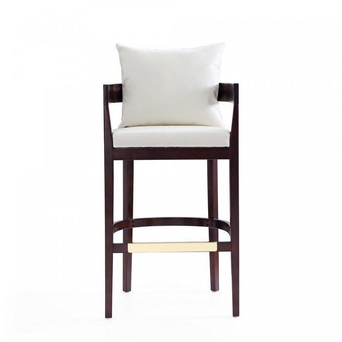 Tabouret de bar en bois rembourre style mid-century Ritz, ivoire – Lot de 2