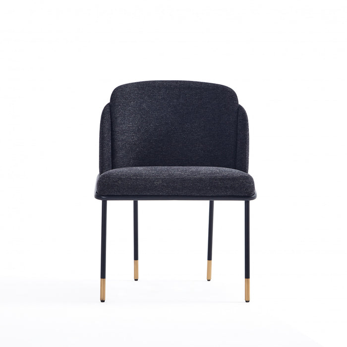 Chaise de salle a manger Flor en metal moderne a tissage serge, noire - Lot de 2