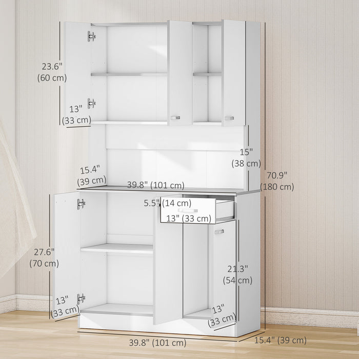 HOMCOM Buffet moderne avec huche armoire de cuisine placard de rangement