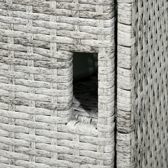 Outsunny Meuble De Rangement Resine Tressee Pour Patio Gris Mixte