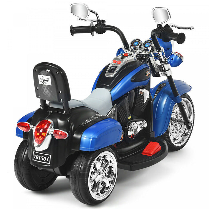 6v Enfants Rouler Sur Moto Helicoptere 3 Roues Trike Avec Phare Bleu