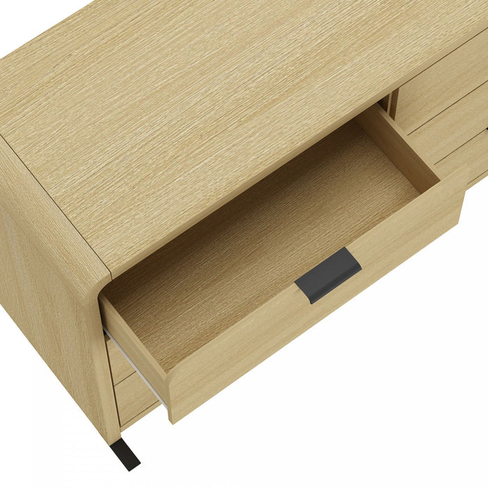 Commode moderne Grace 60\" en chene naturel (6 tiroirs)