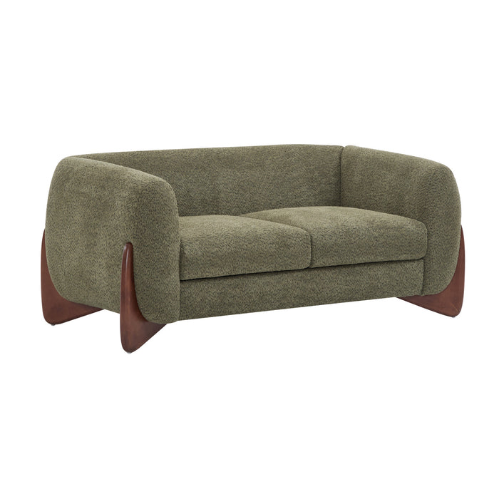 Lillian Canape deux places moderne en bois massif avec revetement en boucle, assise confortable, vert
