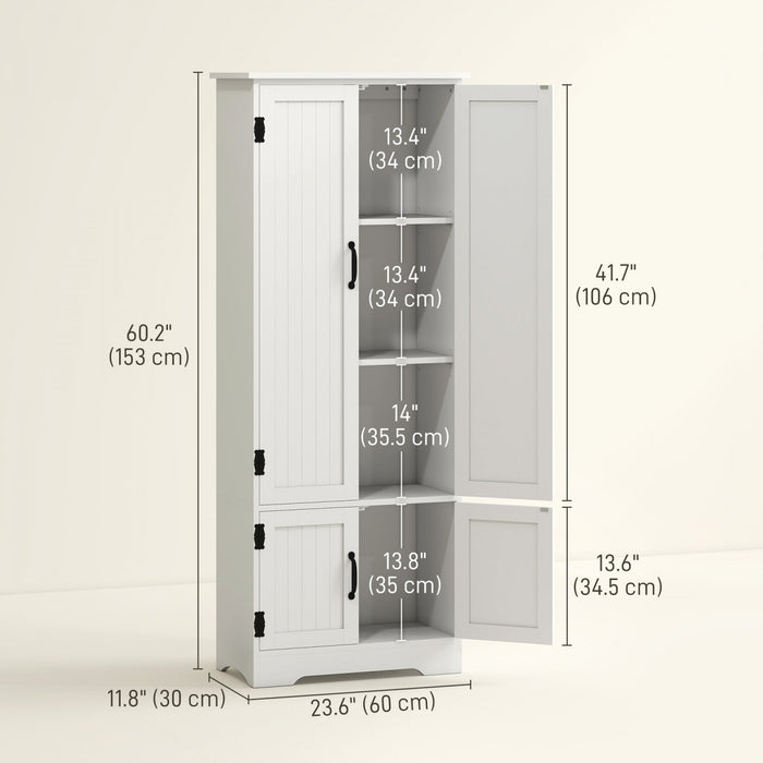 HOMCOM Garde-manger de cuisine 60 po, meuble de rangement, blanc