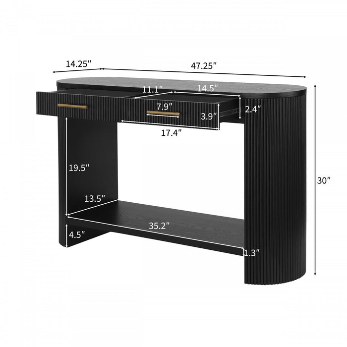 Console moderne Olivia 120 cm avec rangement et tiroirs - noire