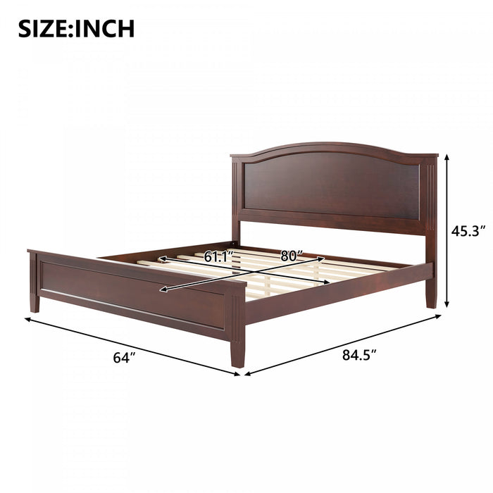 Lit plateforme Benson en bois massif format Queen avec tete de lit elegante, brun