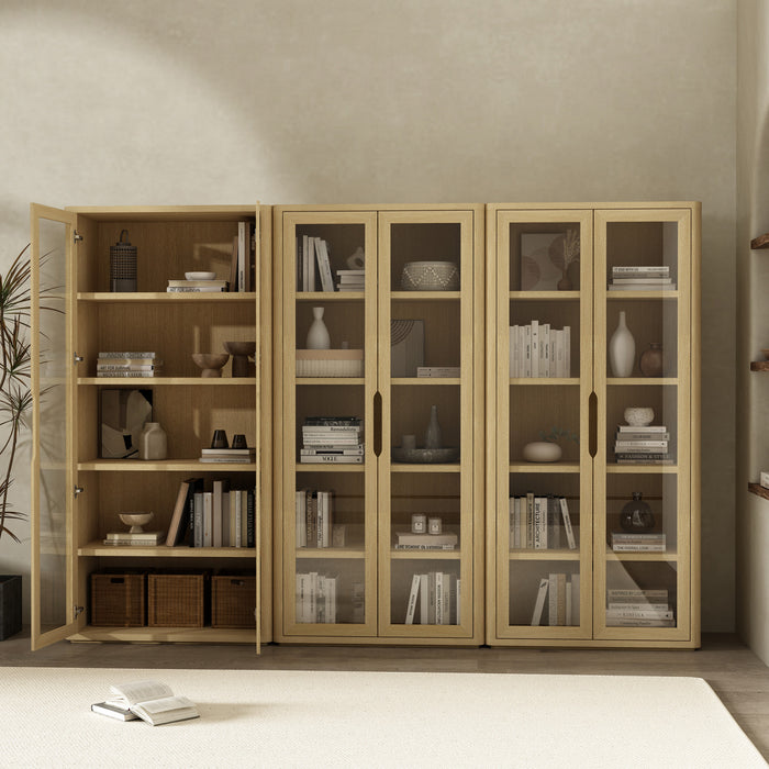 Armoire bibliotheque moderne Rivington 38\" en chene naturel - Ensemble de 3