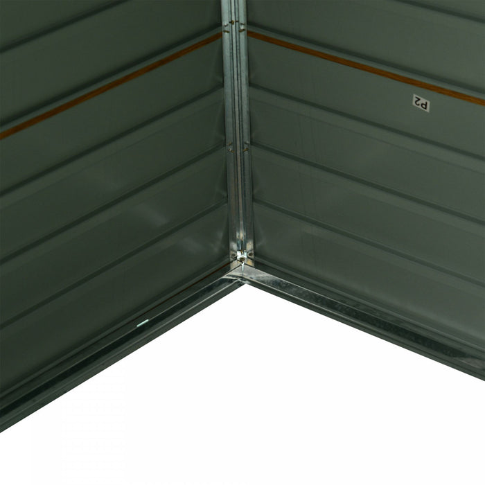 Outsunny Abri De Jardin Exterieur En Acier De 6.5' X 7.5' Avec Ventilation, Brun Avec Grain De Bois