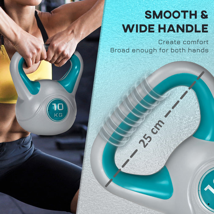 Soozier Kettlebell Souple 10 kg, Poids Rempli de Sable avec Poignee, Bleu Clair
