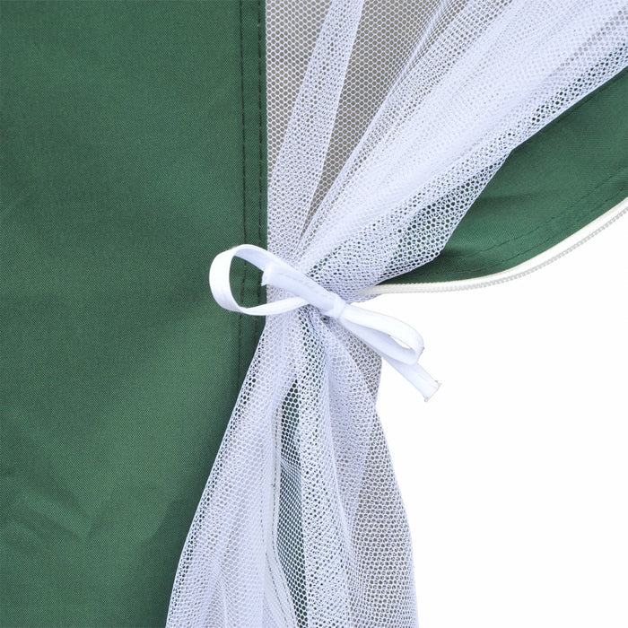 Tonnelle Barnum Tente De Reception Hexagonale 10 MĠ Style Cosy Metal Polyester Impermeabilise Surface Env. 10 MĠ Vert Blanc