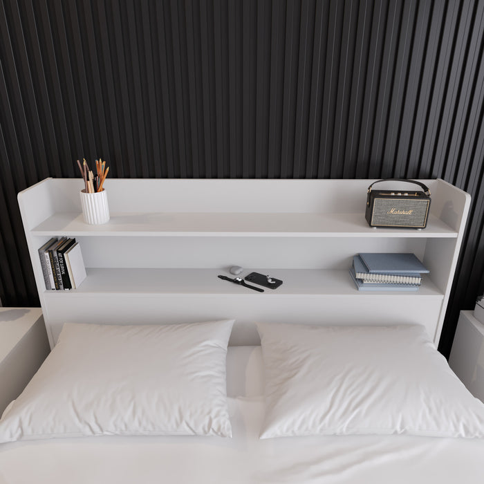 Tête de lit bibliothèque Hunter Nordika - blanche