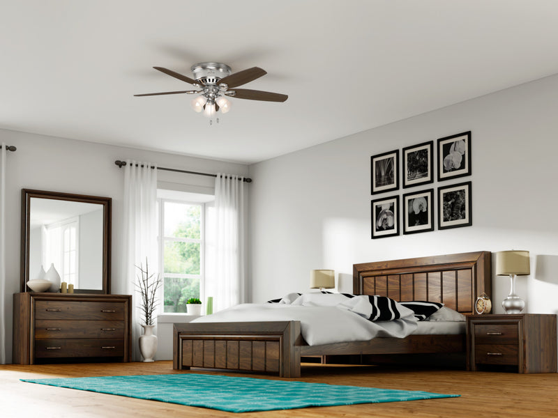 Ventilateur de plafond à profil bas du constructeur avec luminaire - Gris