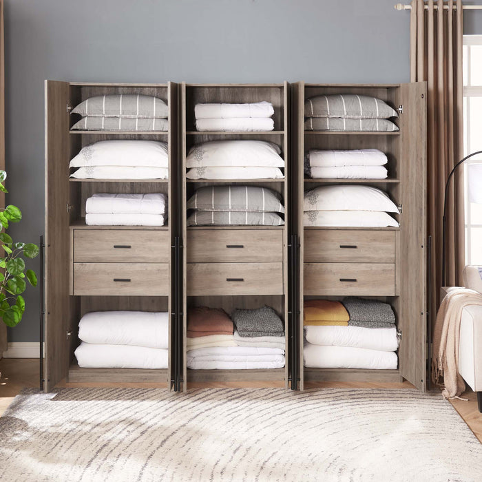Armoire moderne Lee 32\" en gris rustique - Ensemble de 3