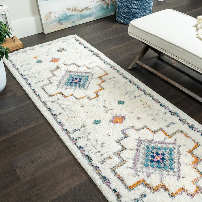 Carpette à poil long Lola à motif de couronne - 2 pi 7 po x 8 pi