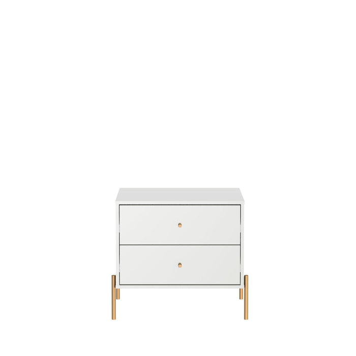 Table de nuit Jasper de Manhattan Comfort avec pattes en acier doré - blanc lustré