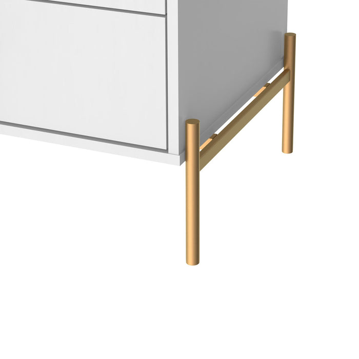 Table de nuit Jasper de Manhattan Comfort avec pattes en acier doré - blanc lustré