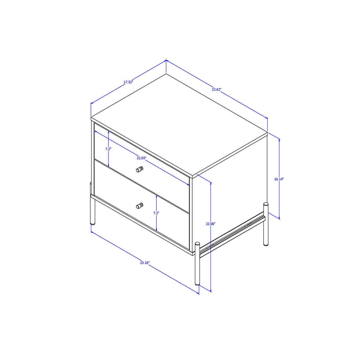 Table de nuit Jasper de Manhattan Comfort avec pattes en acier doré - gris lustré