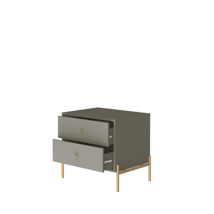 Table de nuit Jasper de Manhattan Comfort avec pattes en acier doré - gris lustré