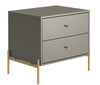 Table de nuit Jasper de Manhattan Comfort avec pattes en acier doré - gris lustré