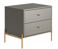 Table de nuit Jasper de Manhattan Comfort avec pattes en acier doré - gris lustré
