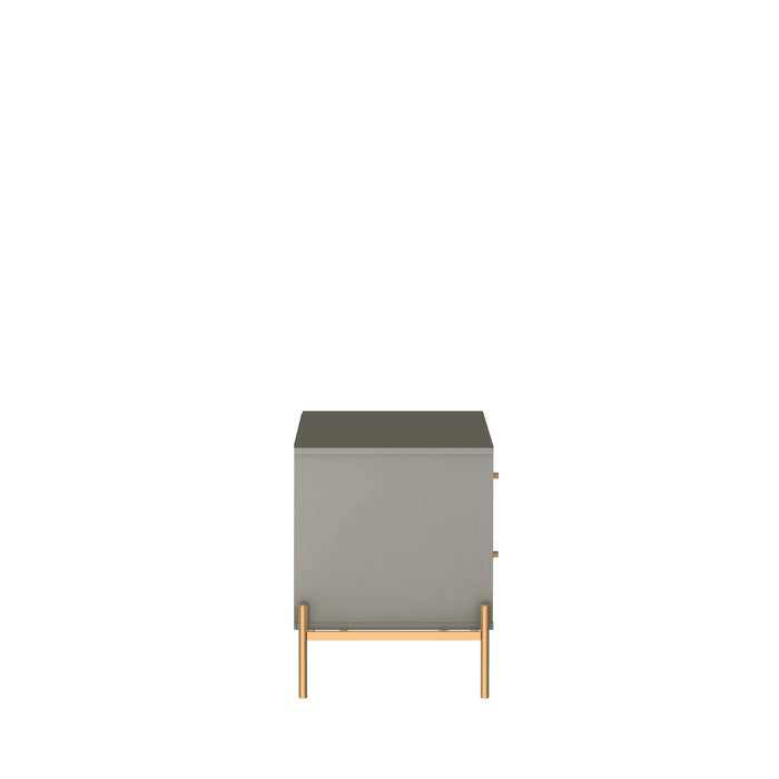 Table de nuit Jasper de Manhattan Comfort avec pattes en acier doré - gris lustré