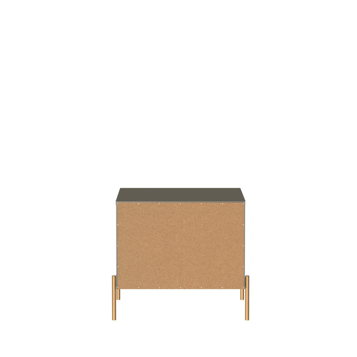 Table de nuit Jasper de Manhattan Comfort avec pattes en acier doré - gris lustré