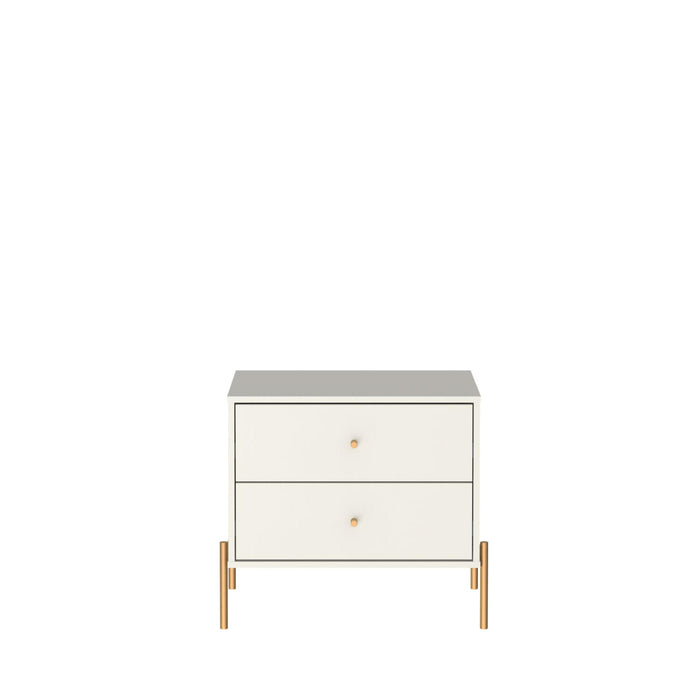 Table de nuit Jasper de Manhattan Comfort avec pattes en acier doré - blanc cassé mat