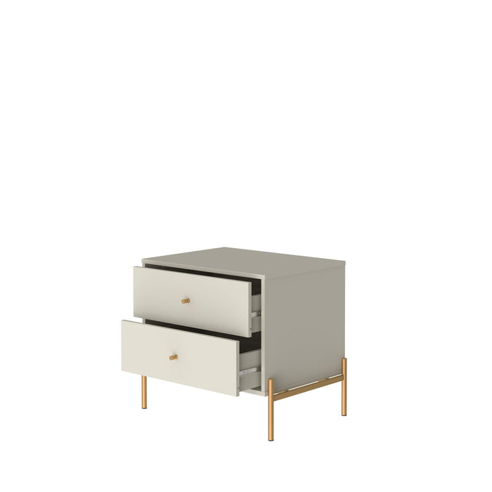 Table de nuit Jasper de Manhattan Comfort avec pattes en acier doré - blanc cassé mat