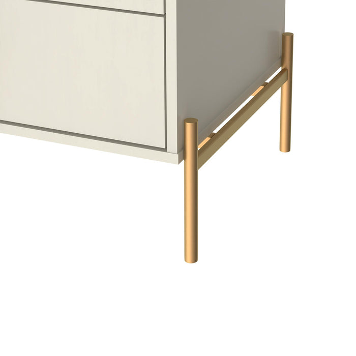 Table de nuit Jasper de Manhattan Comfort avec pattes en acier doré - blanc cassé mat