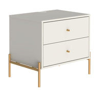 Table de nuit Jasper de Manhattan Comfort avec pattes en acier doré - blanc cassé mat