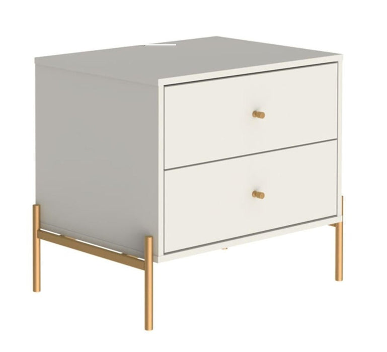 Table de nuit Jasper de Manhattan Comfort avec pattes en acier doré - blanc cassé mat