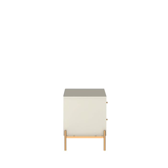 Table de nuit Jasper de Manhattan Comfort avec pattes en acier doré - blanc cassé mat