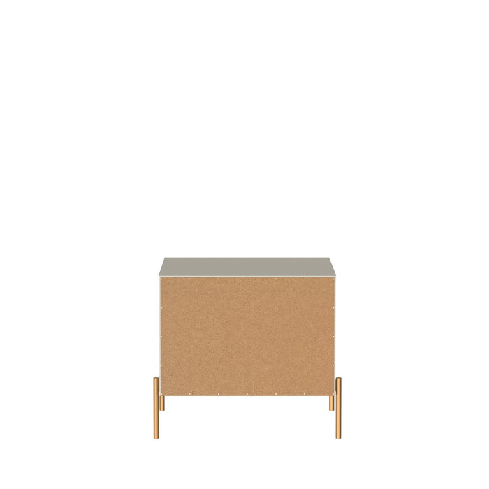 Table de nuit Jasper de Manhattan Comfort avec pattes en acier doré - blanc cassé mat