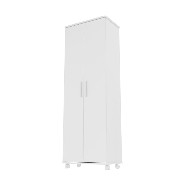 Armoire à chaussures innovatrice mobile Catalonia de Manhattan Comfort avec 10 tablettes - blanche