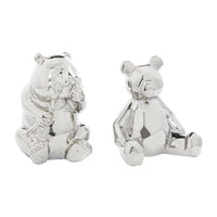 Sculpture d'ours argenté de 8 po en céramique - ensemble de 2