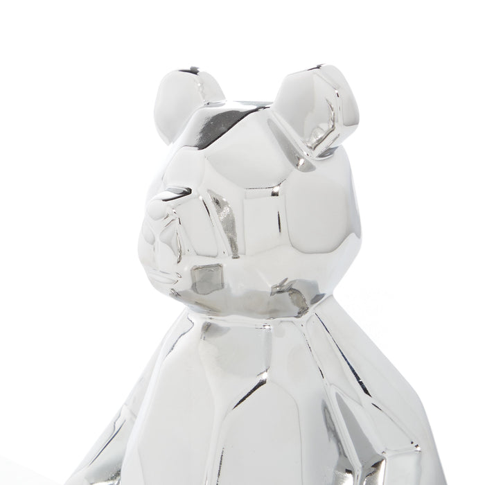 Sculpture d'ours argenté de 8 po en céramique - ensemble de 2