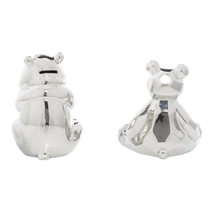 Sculpture d'ours argenté de 8 po en céramique - ensemble de 2