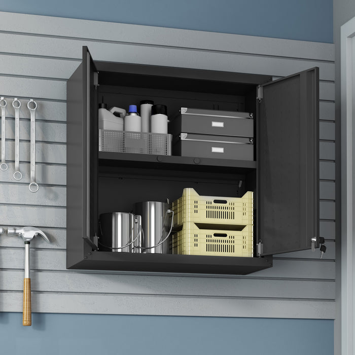 Armoire flottante Fortress de 30 po en métal texturé avec tablettes réglables pour le garage - gris anthracite